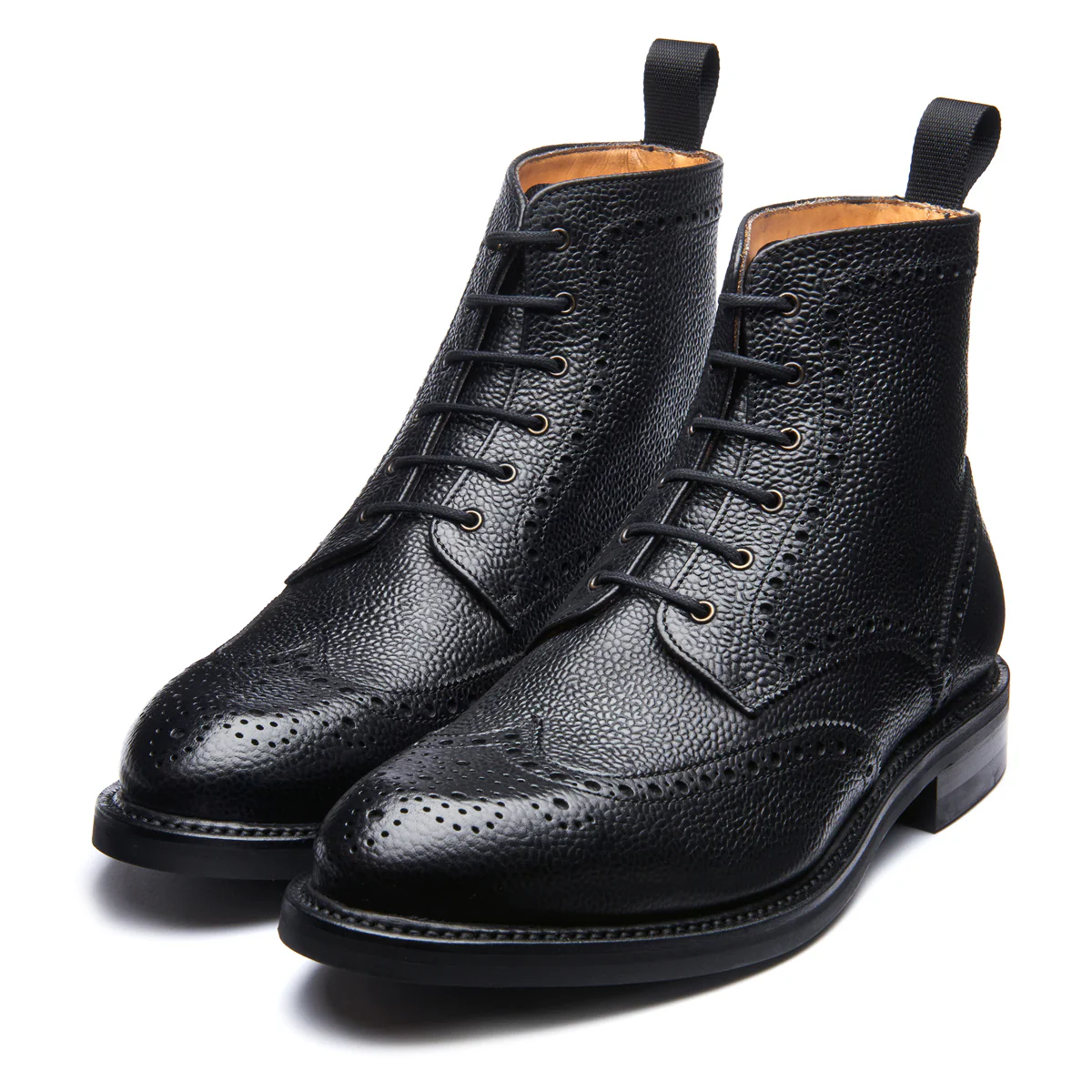 Black Grain-Calf 6 Eye Derby Brogue Boot - Image 3