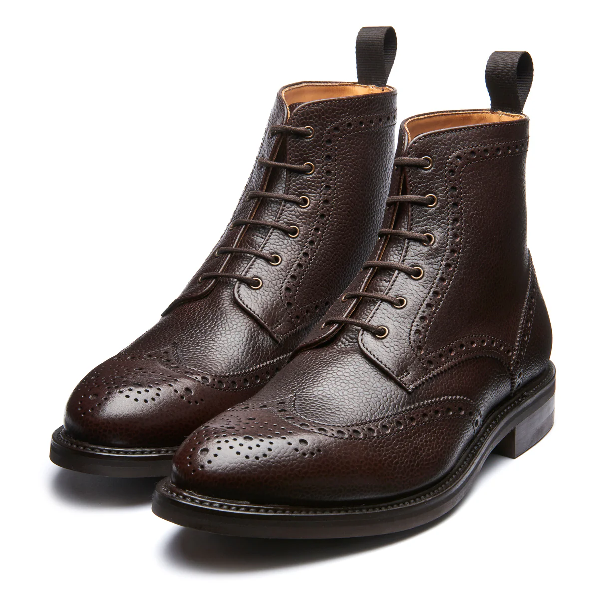 Walnut Brown Grain-Calf 6 Eye Derby Brogue Boot - Image 3