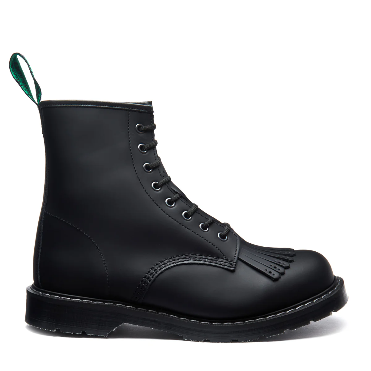 Black Greasy 8 Eye Derby Boot & Brogue Kiltie - Image 3