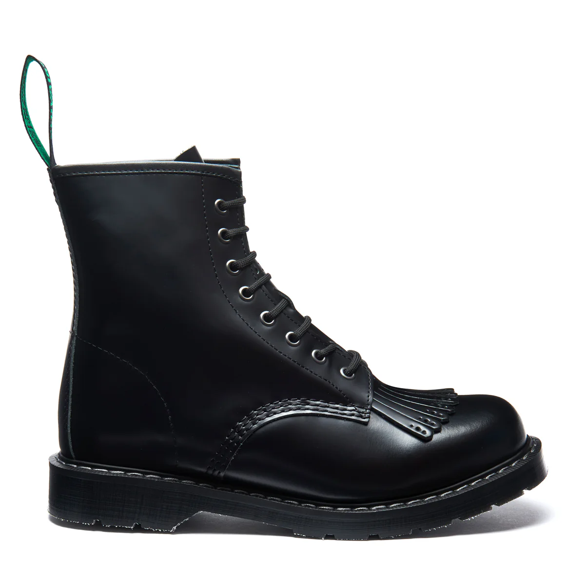Black Hi-Shine 8 Eye Derby Boot & Brogue Kiltie - Image 3