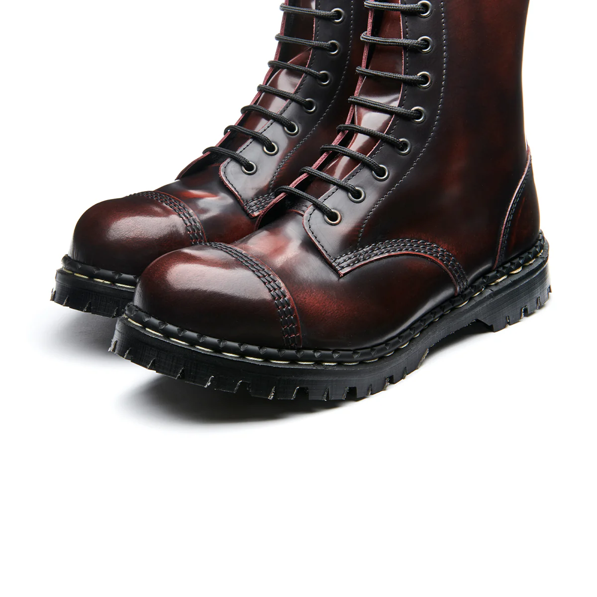 Burgundy Rub-Off 10 Eye Steel Toe Capped Derby Boot - Image 3