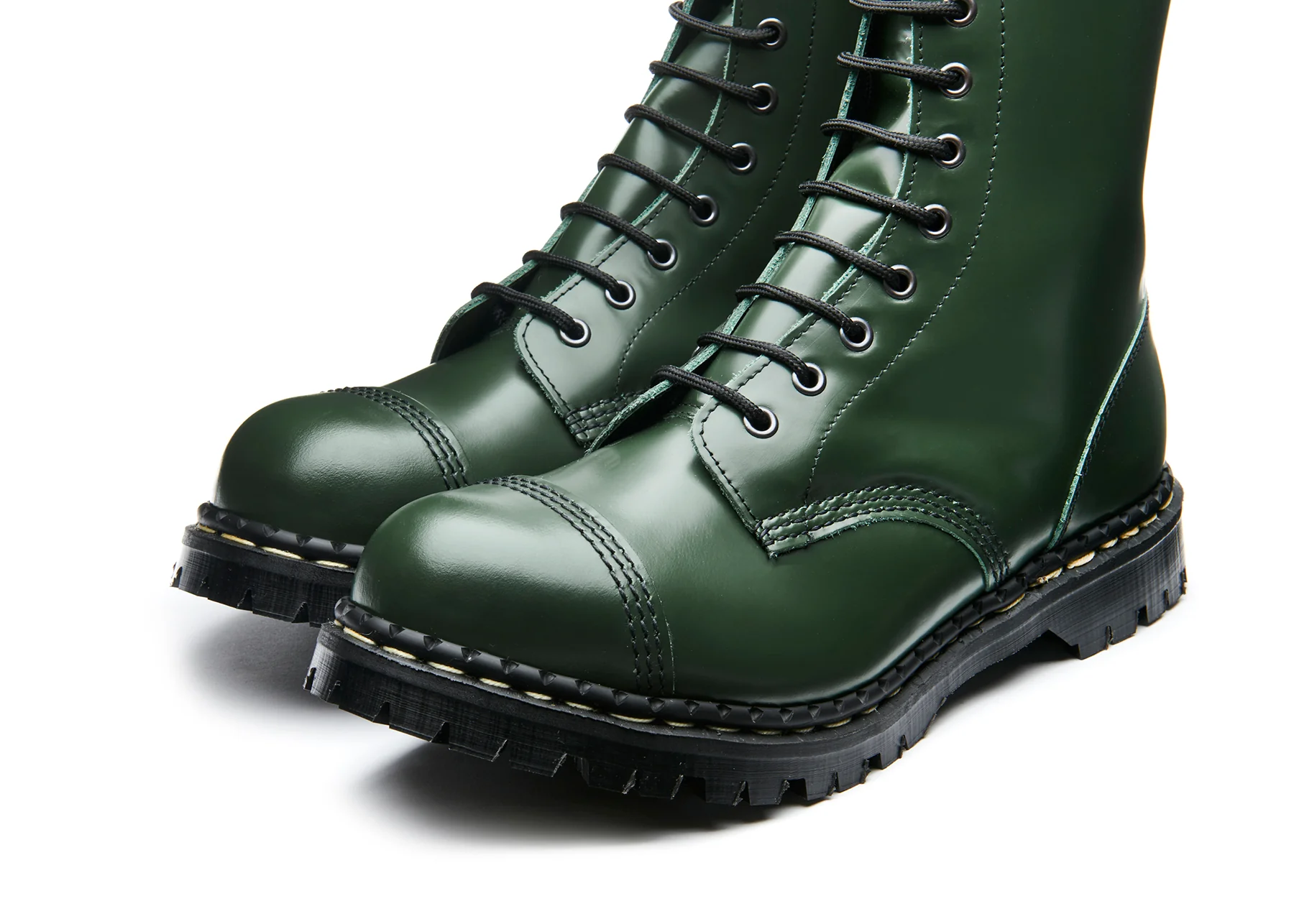 Green Hi Shine 10 Eye Steel Toe Capped Derby Boot - Image 3