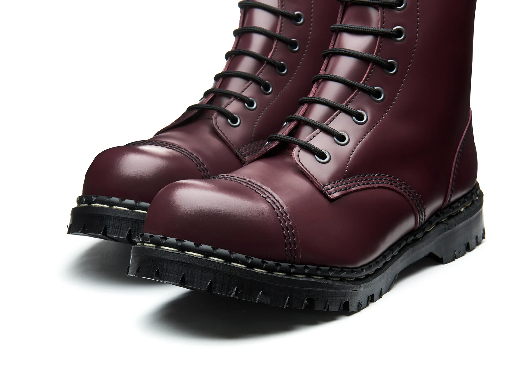 Oxblood Hi-Shine 10 Eye Steel Toe Capped Derby Boot - Image 3