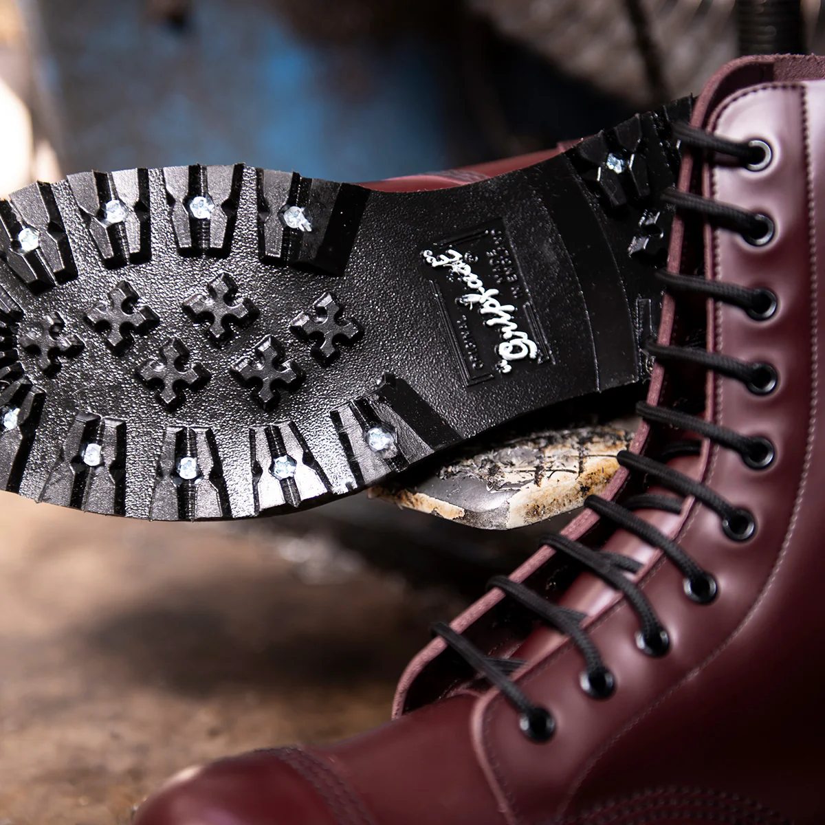 Oxblood Hi-Shine 10 Eye Steel Toe Capped Derby Boot - Image 5