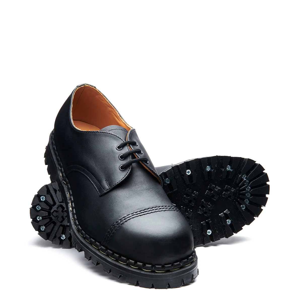 Black Greasy Steel Toe Capped Gibson Shoe - Image 2