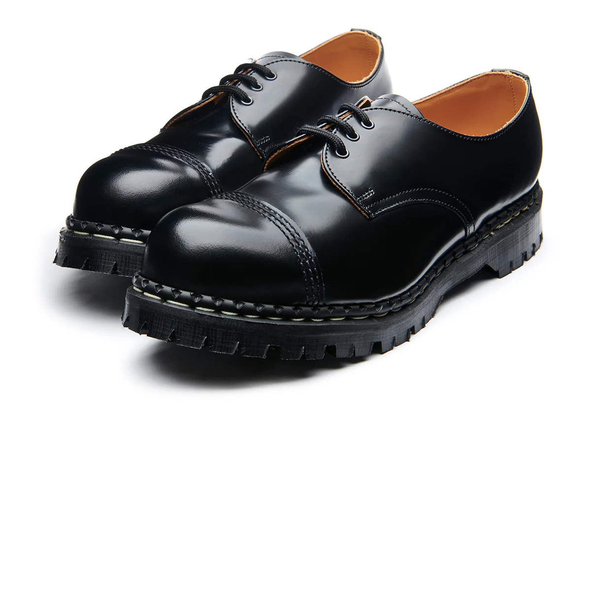 Black Hi-Shine Steel Toe Capped Gibson Shoe - Image 3