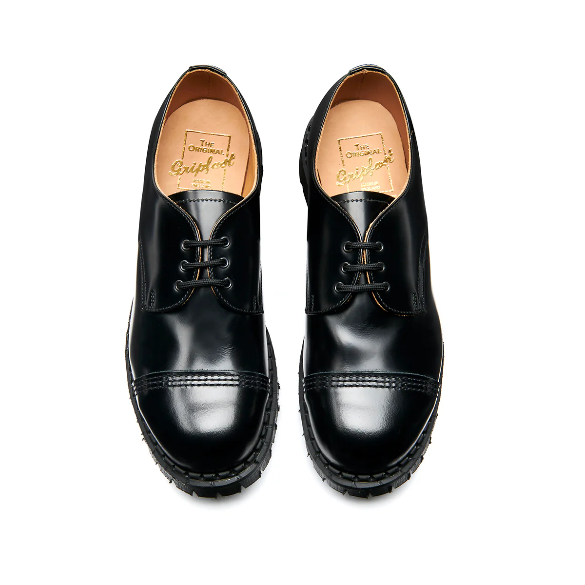 Black Hi-Shine Steel Toe Capped Gibson Shoe - Image 4