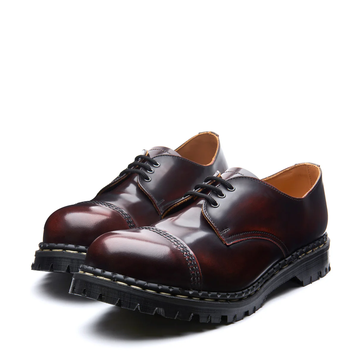 Burgundy Rub-Off Steel Toe Capped Gibson Shoe - Image 3