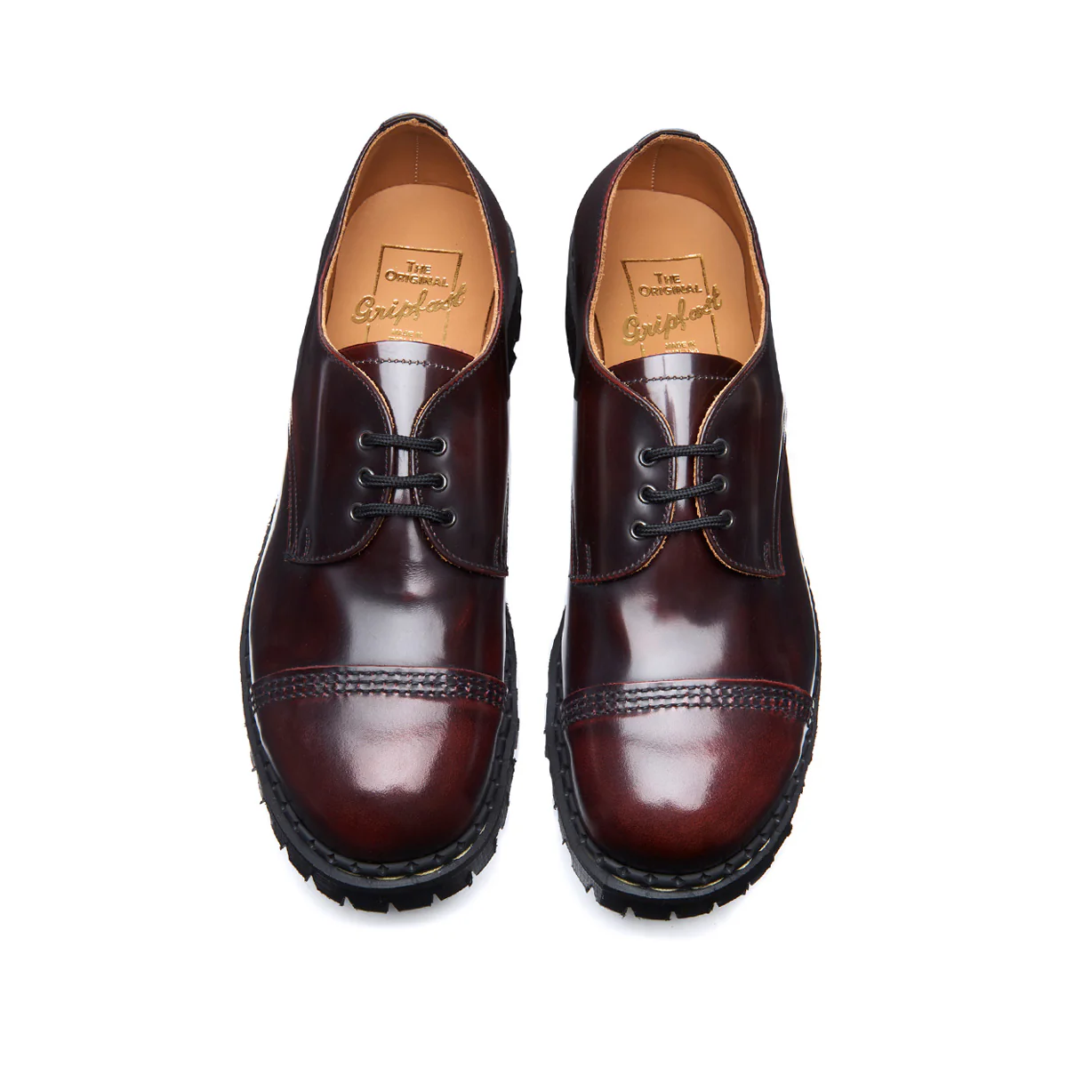 Burgundy Rub-Off Steel Toe Capped Gibson Shoe - Image 4
