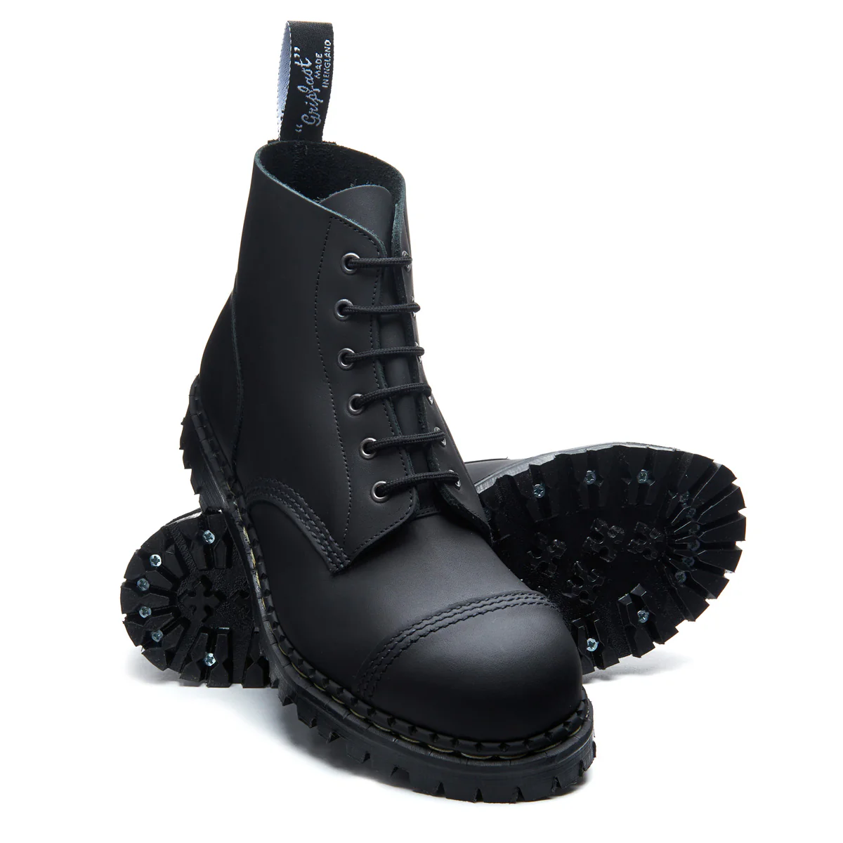 Black Greasy 6 Eye Steel Toe Capped Derby Boot - Image 2