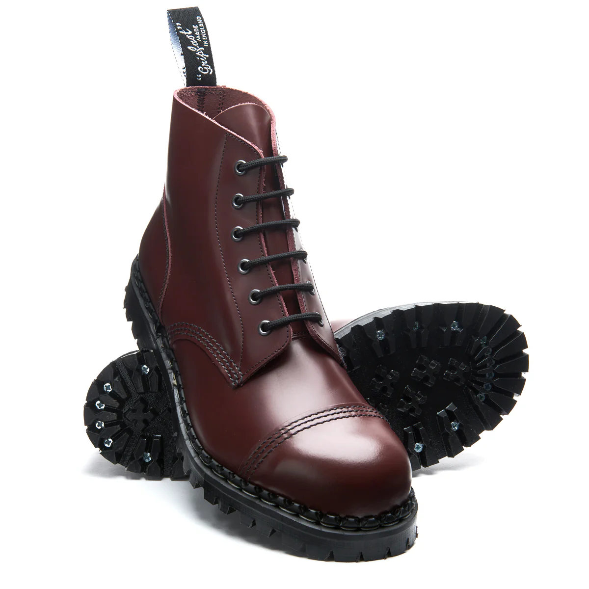 Oxblood Hi-Shine 6 Eye Steel Toe Capped Derby Boot - Image 2