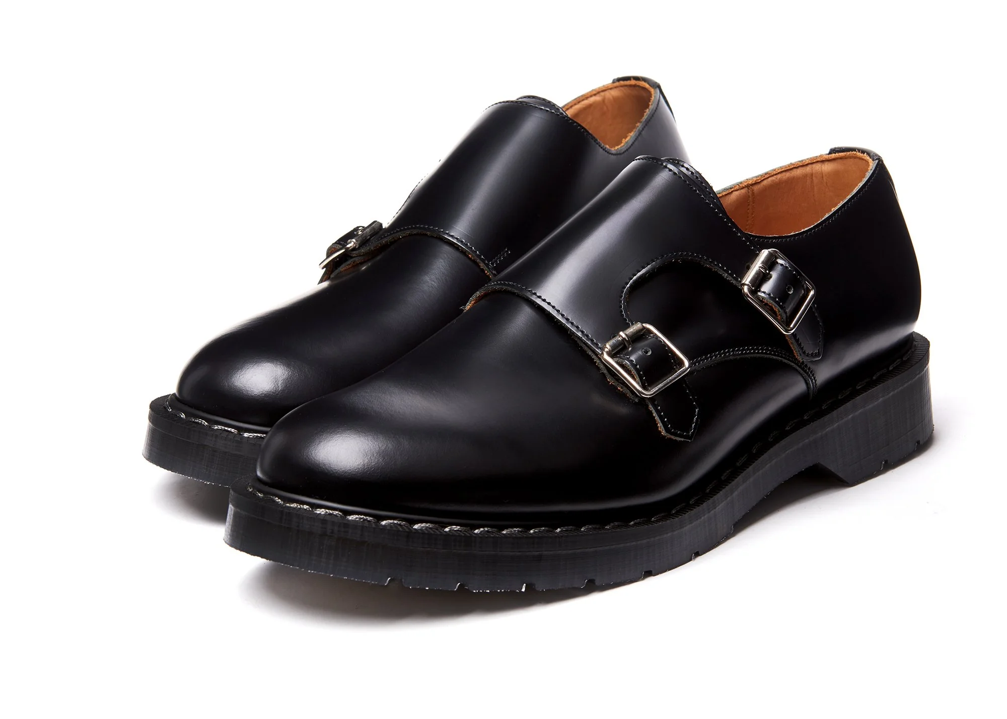 Black Hi-Shine Double Buckle Monk Shoe - Image 3
