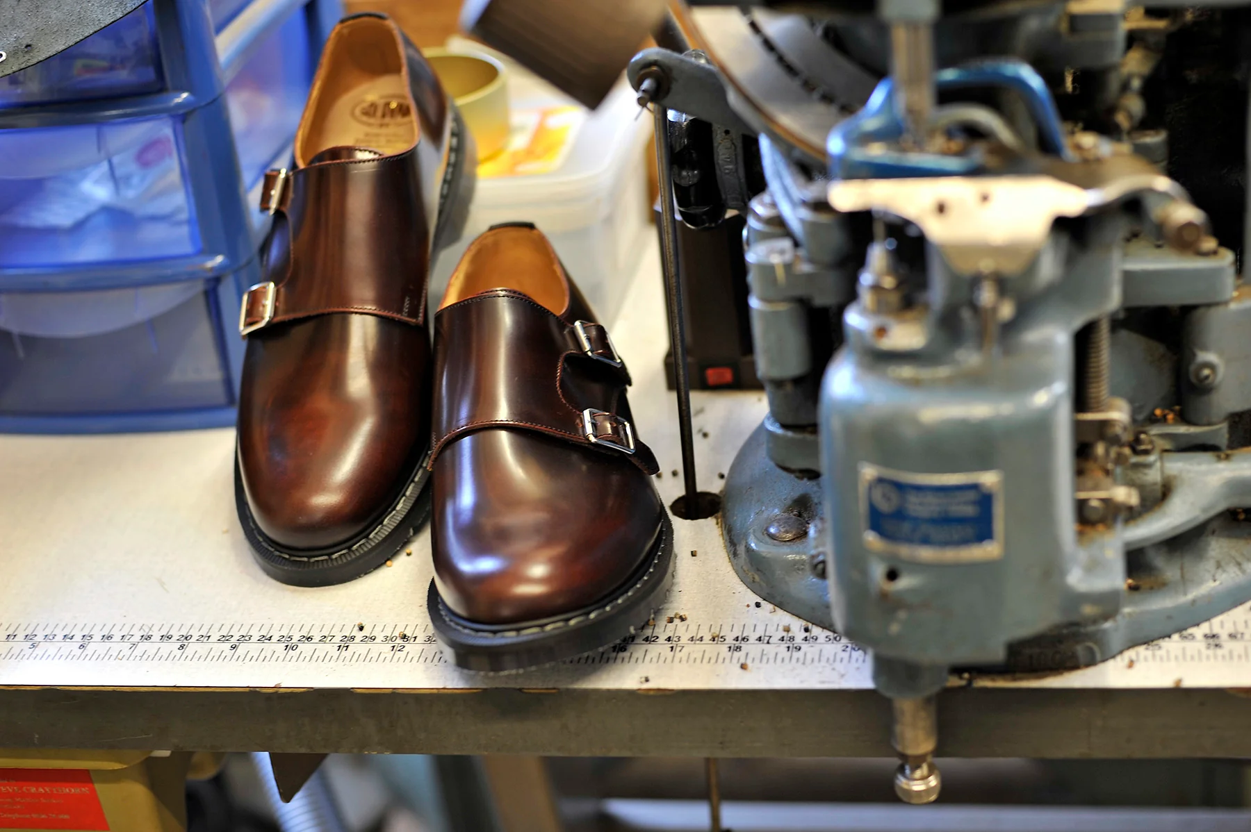 Burgundy Rub-Off Double Buckle Monk Shoe - Image 6