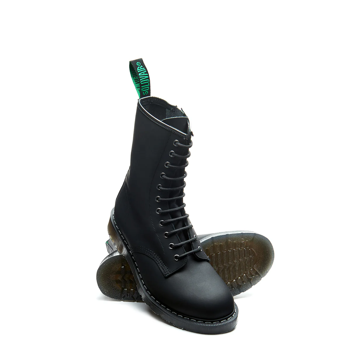 Black Greasy 11 Eye Zip Derby Boot - Image 3