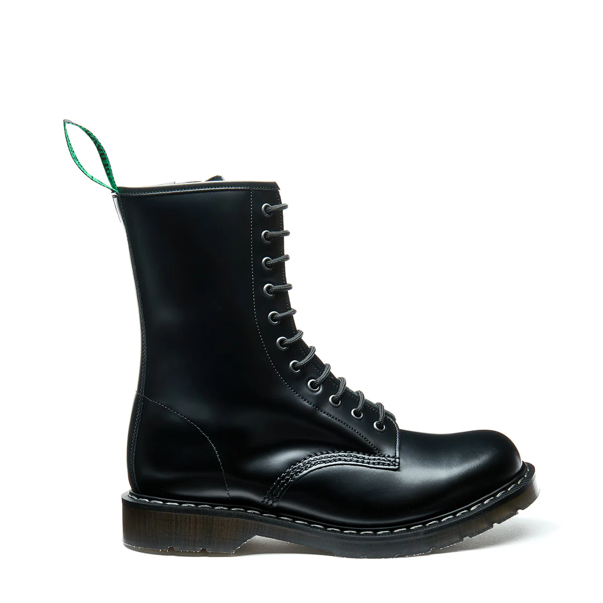 Black Hi-Shine 11 Eye Zip Derby Boot - Image 2