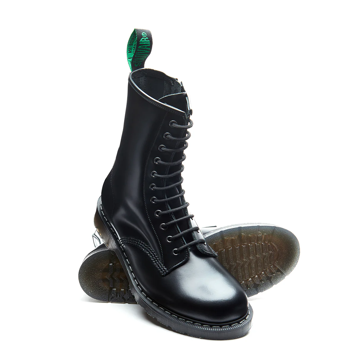 Black Hi-Shine 11 Eye Zip Derby Boot - Image 3