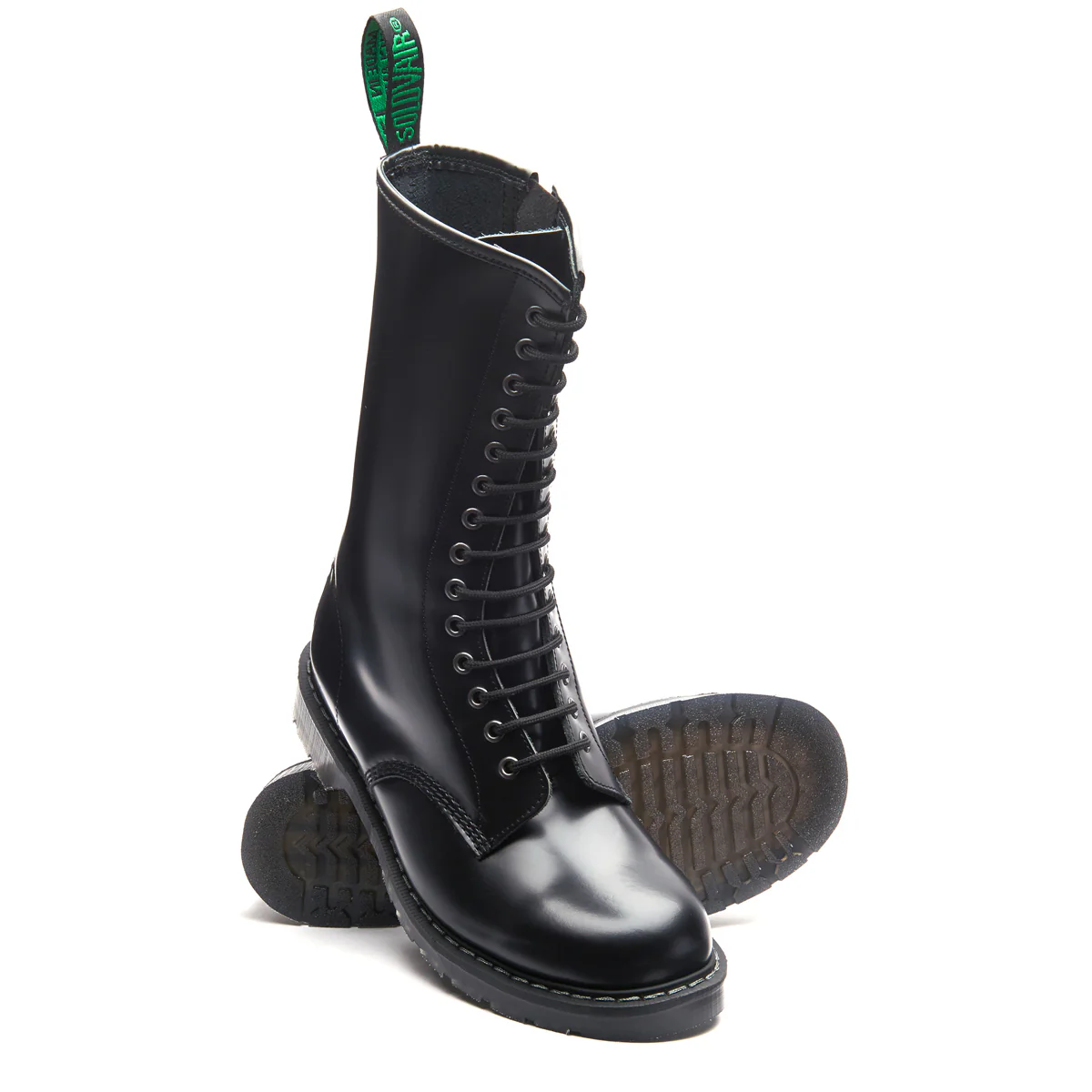 Black Hi-Shine 14 Eye Zip Derby Boot - Image 3