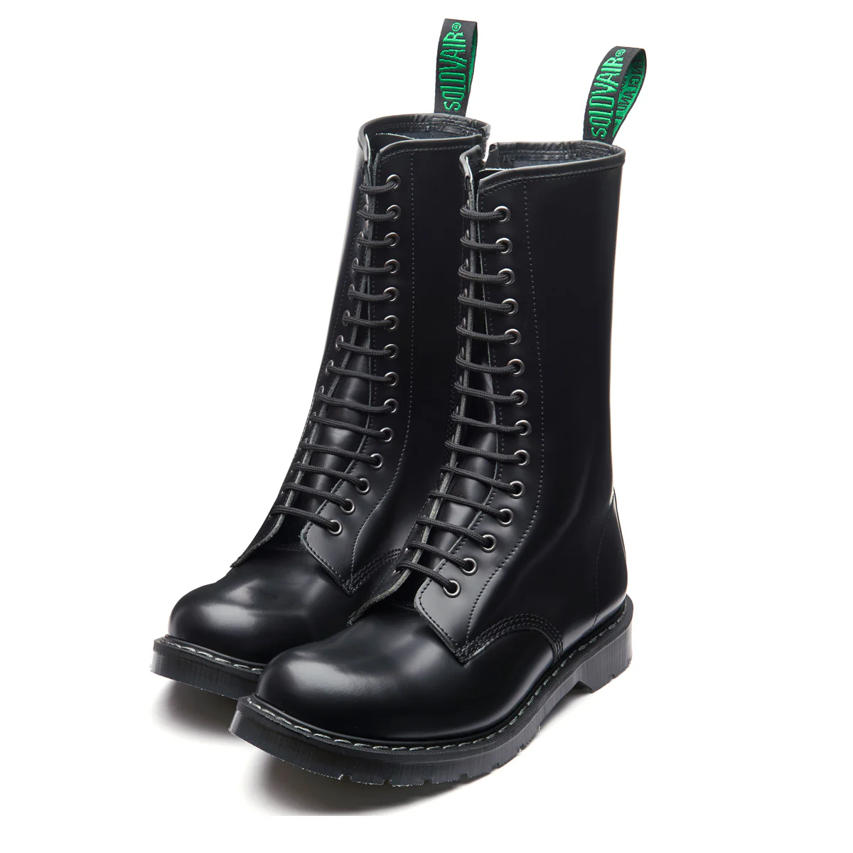 Black Hi-Shine 14 Eye Zip Derby Boot - Image 4