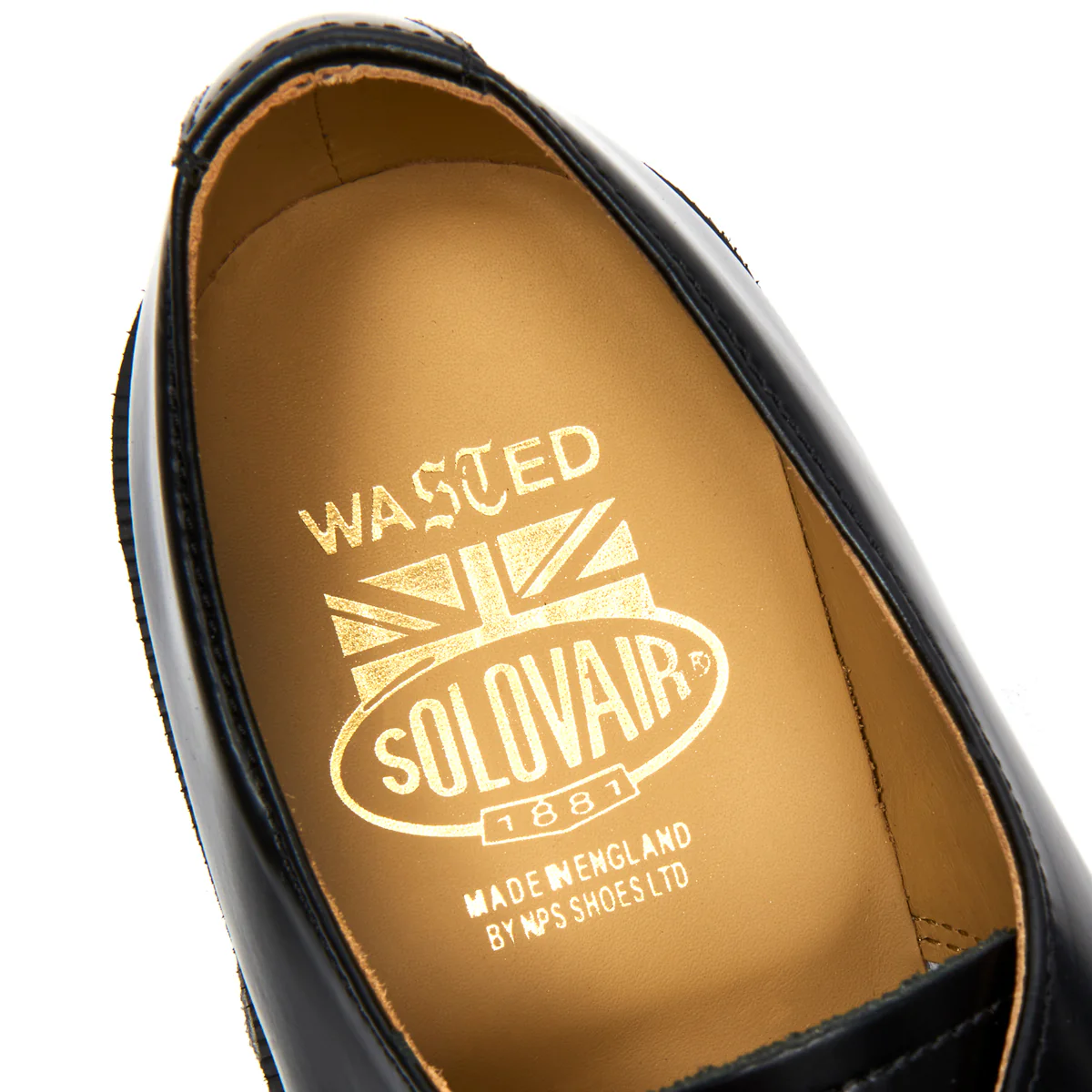 Black Hi-Shine Union Jack 3 Eye Gibson Shoe - Image 5