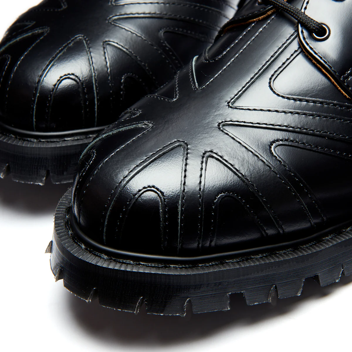 Black Hi-Shine Union Jack 3 Eye Gibson Shoe - Image 6