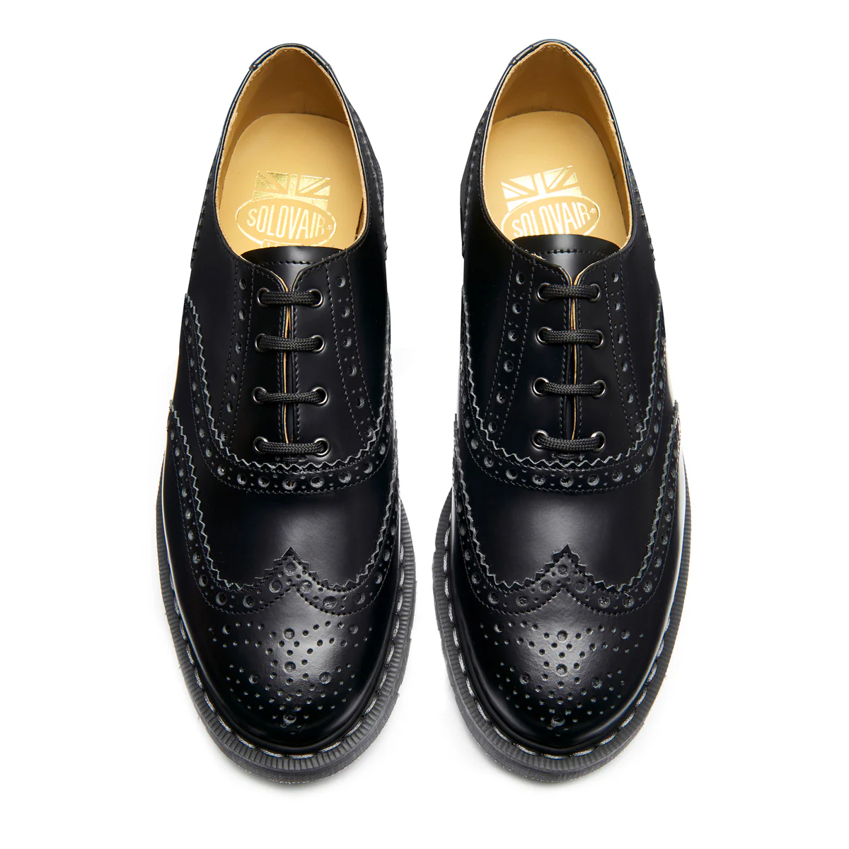 Black Hi-Shine 4 Eye English Oxford Brogue Shoe - Image 3