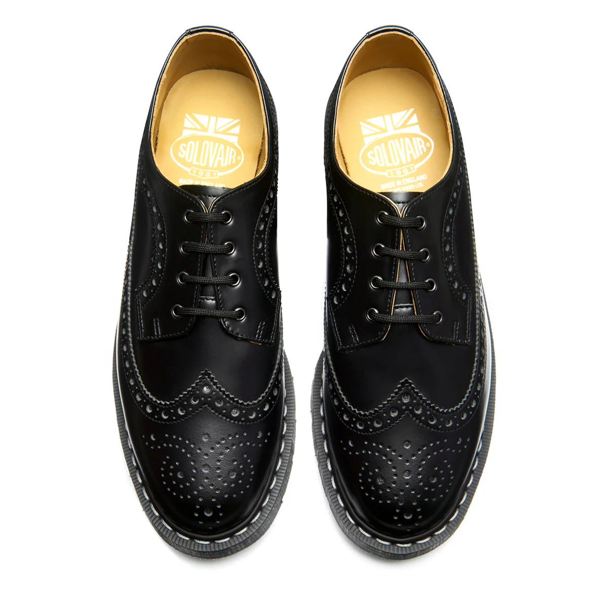 Black Hi-Shine 4 Eye American Derby Brogue Shoe - Image 3