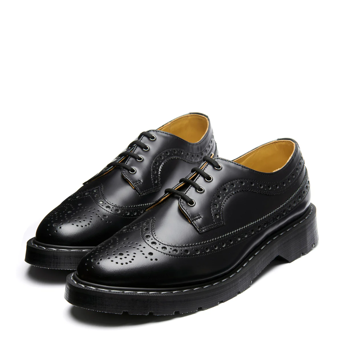 Black Hi-Shine 4 Eye American Derby Brogue Shoe - Image 4