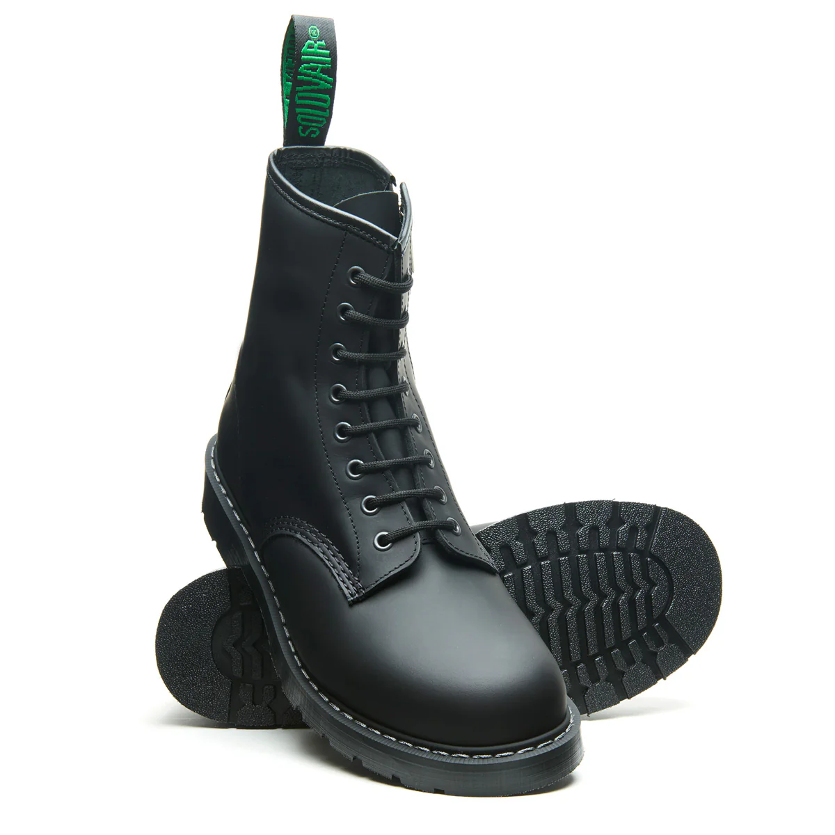Black Greasy 8 Eye Zip Derby Boot - Image 3