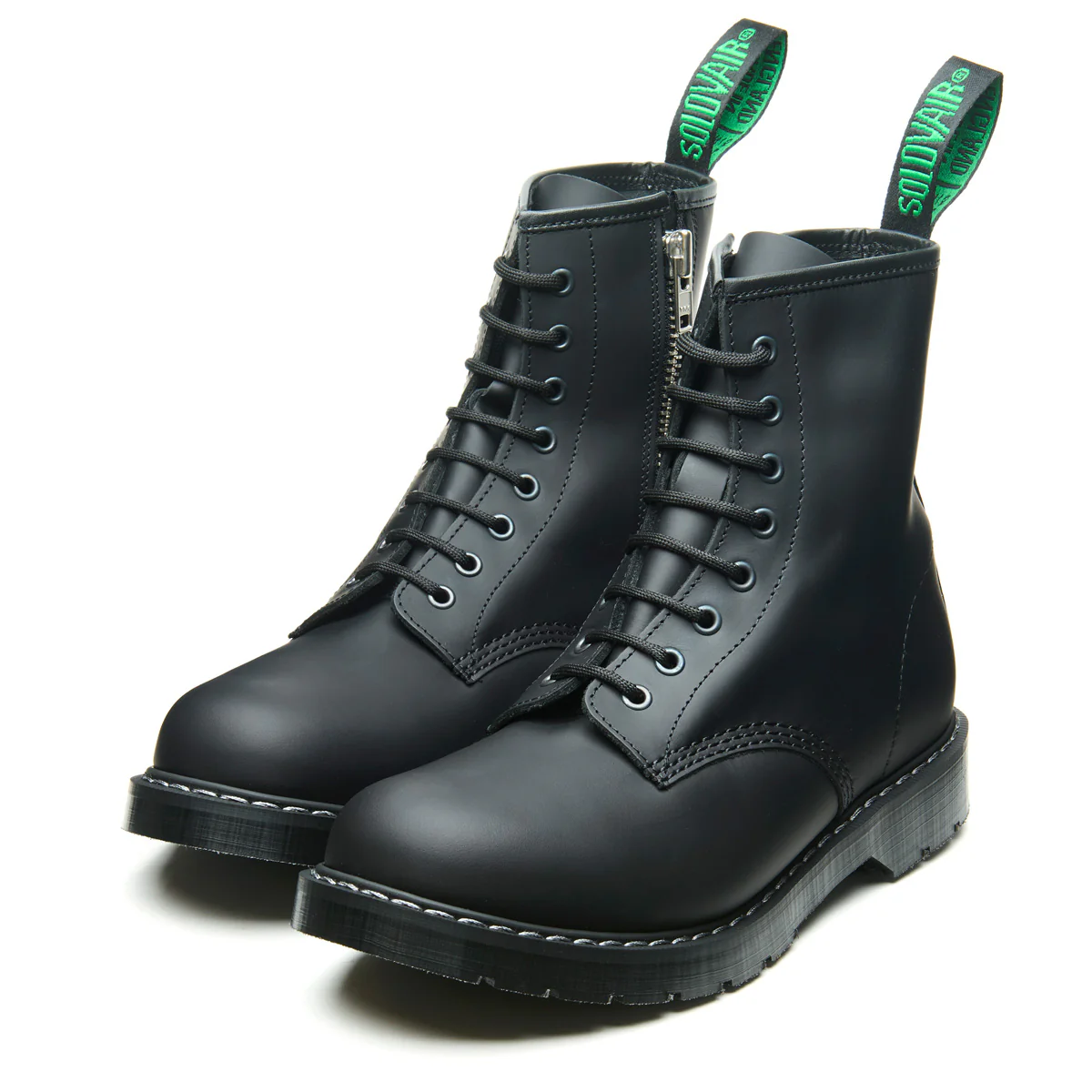 Black Greasy 8 Eye Zip Derby Boot - Image 4