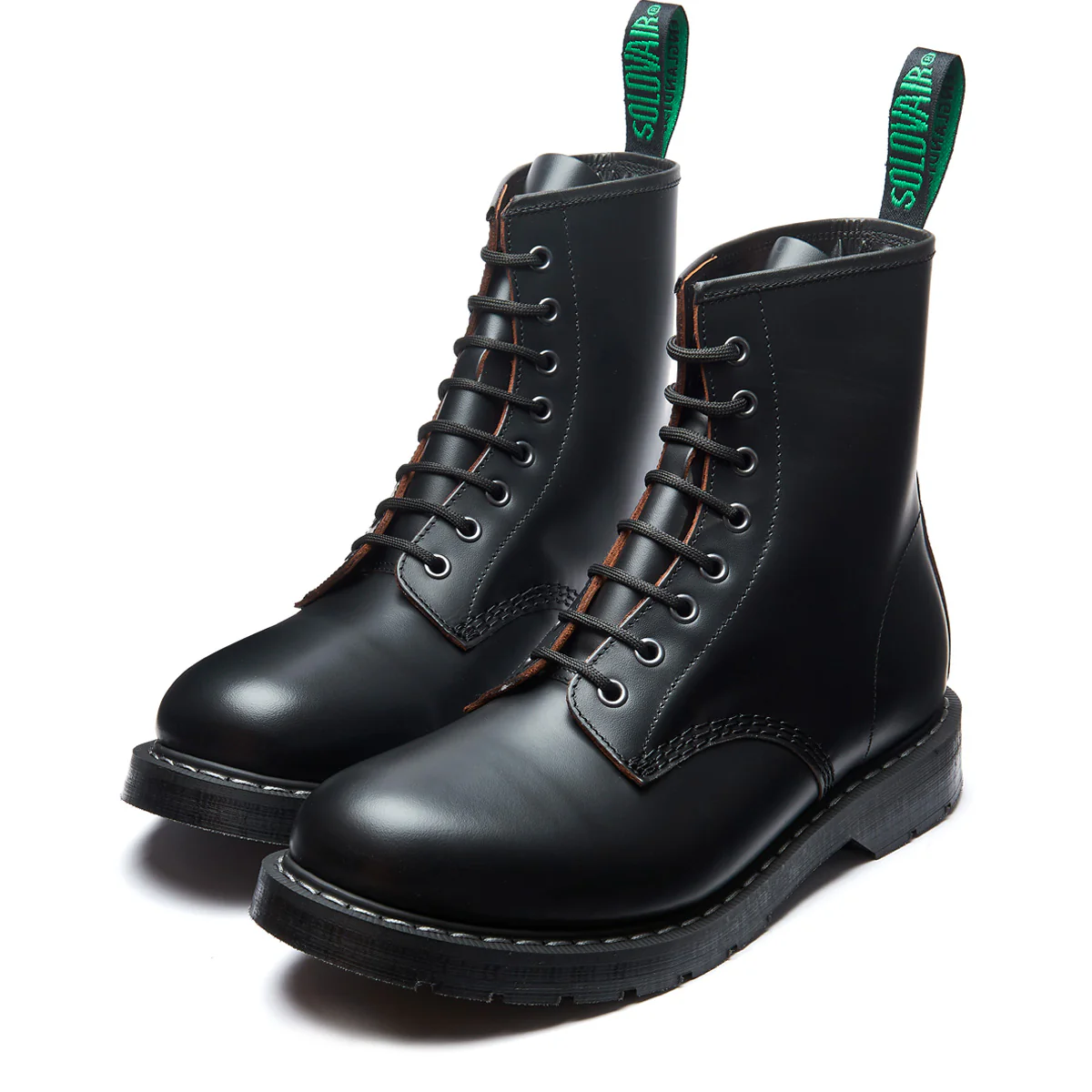Black Fine Grain 8 Eye Derby Boot - Image 3
