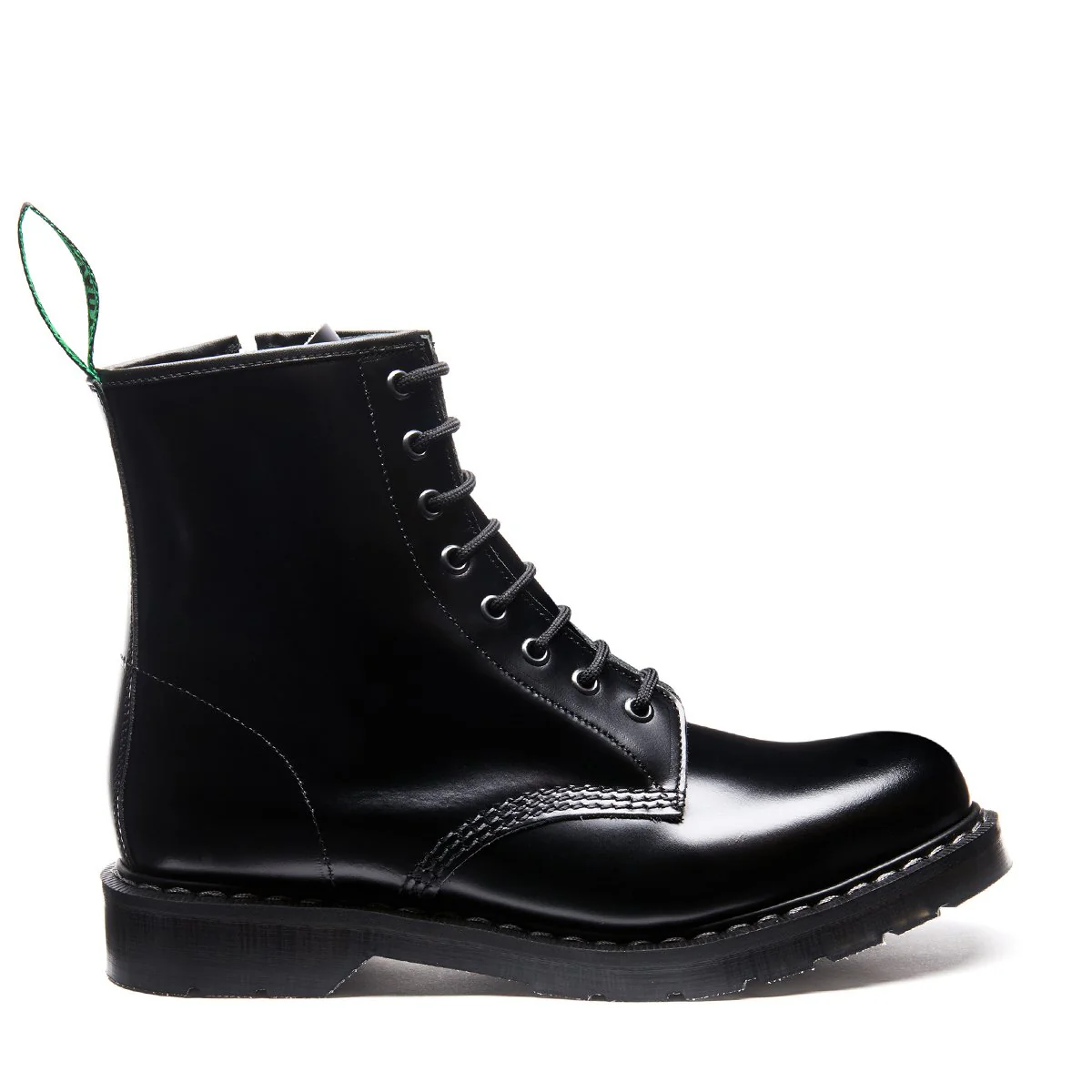 Black Hi-Shine 8 Eye Zip Derby Boot - Image 2