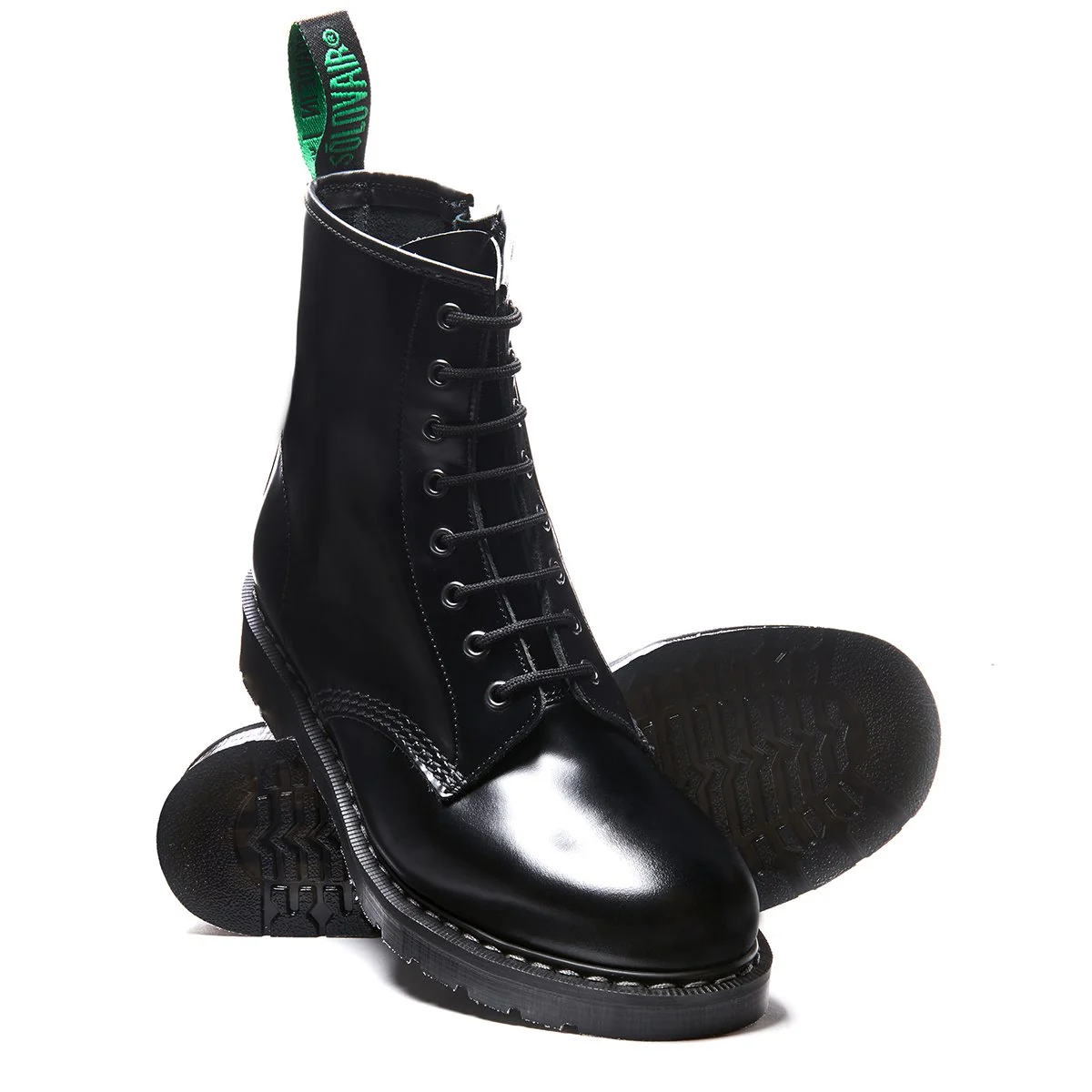 Black Hi-Shine 8 Eye Zip Derby Boot - Image 3