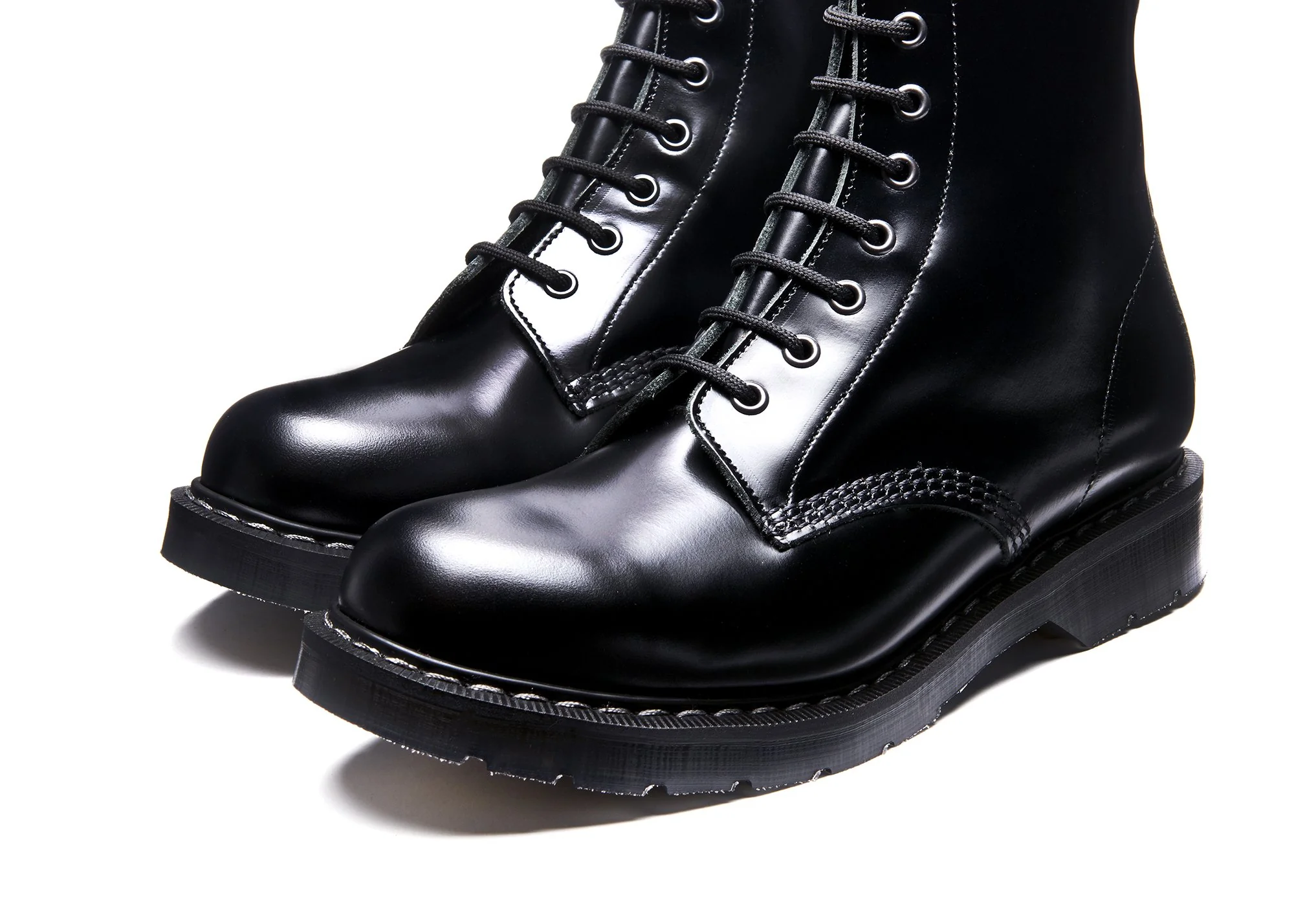 Black Hi-Shine 8 Eye Zip Derby Boot - Image 4