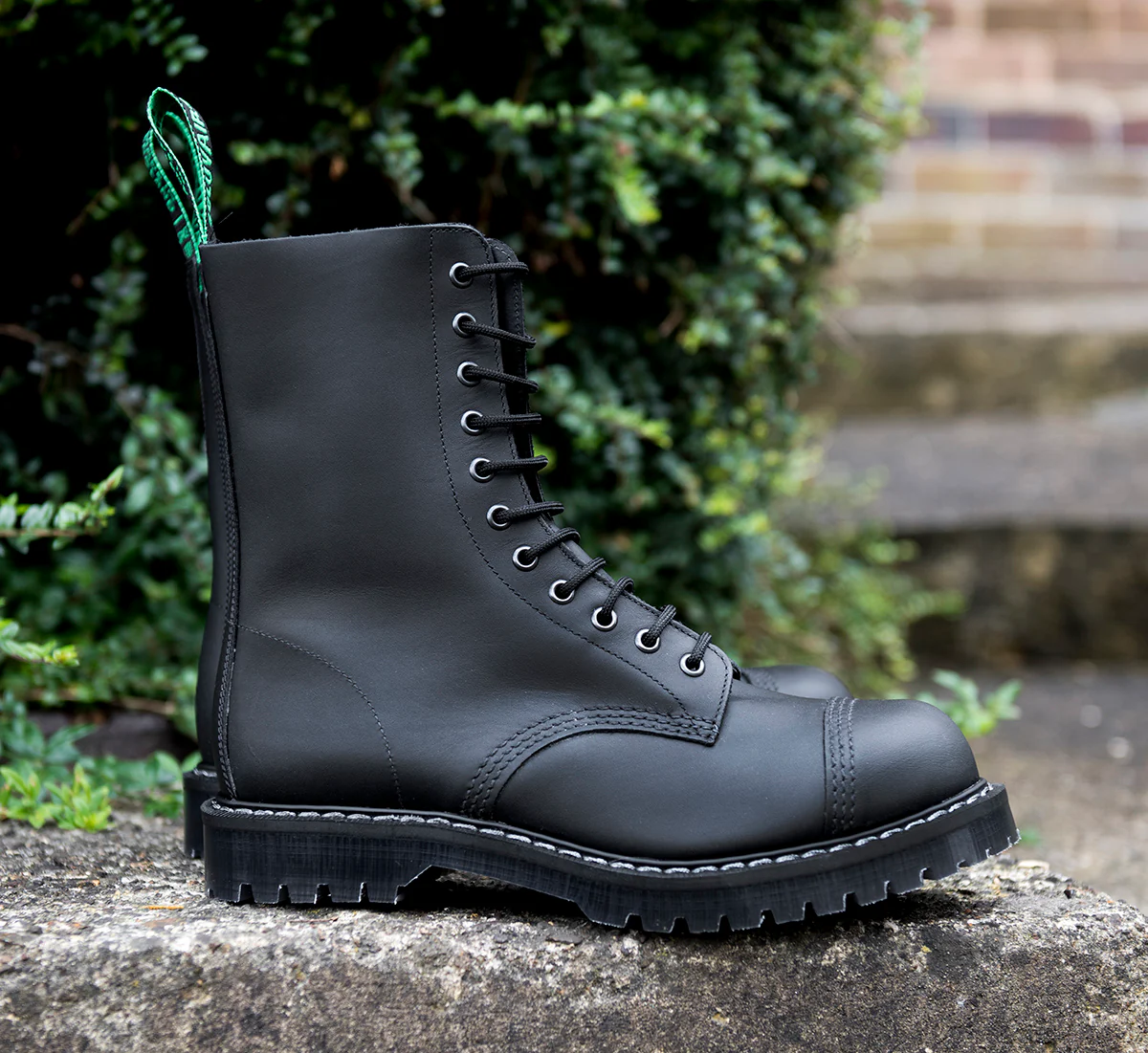 Black Greasy 11 Eye Steel Toe Derby Boot - Image 6