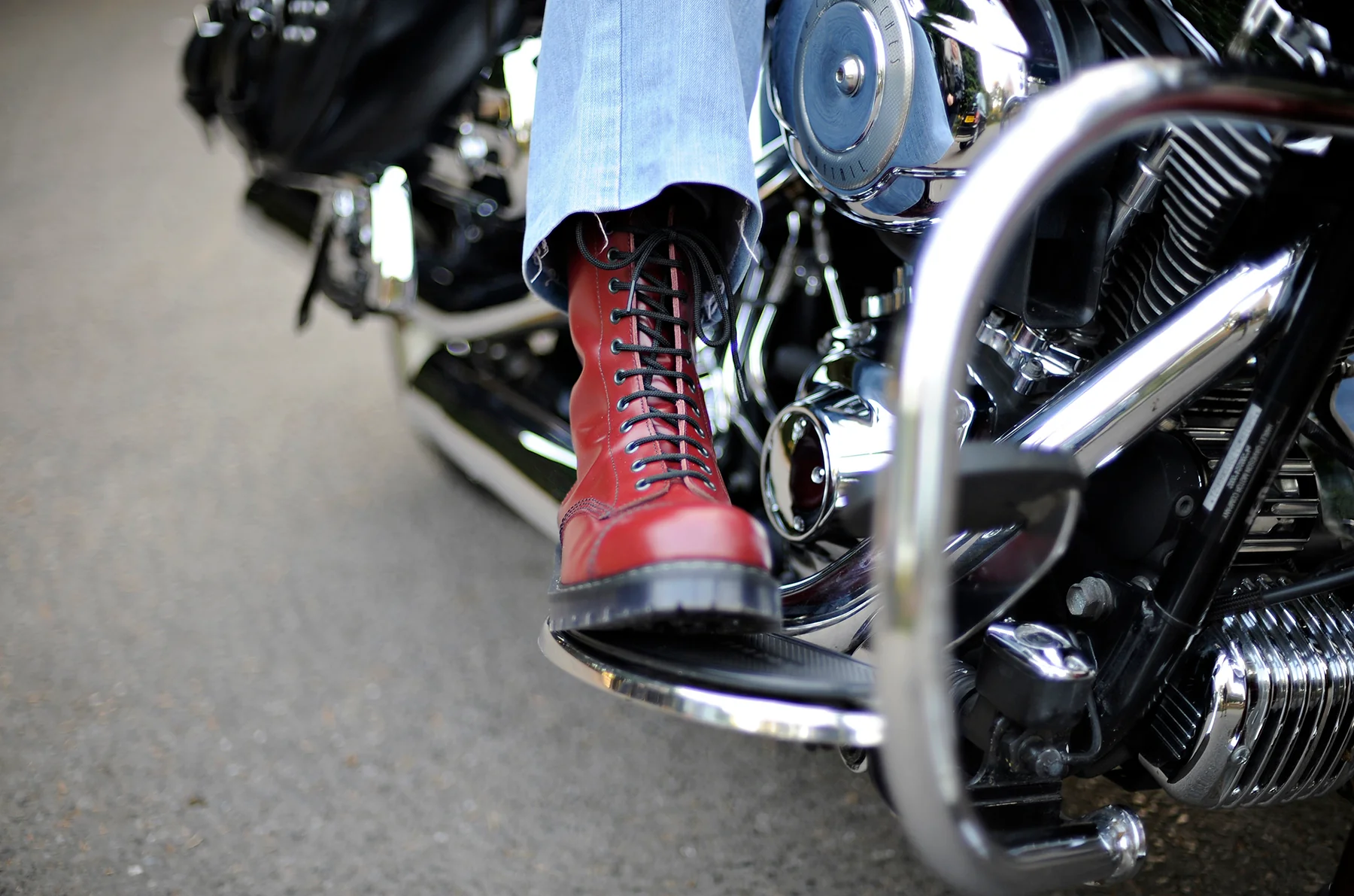 Cherry Red Hi-Shine 11 Eye Steel Toe Derby Boot - Image 5