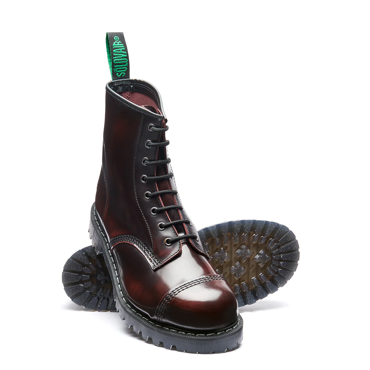 Burgundy Rub-Off 8 Eye Steel Toe Derby Boot - Image 2
