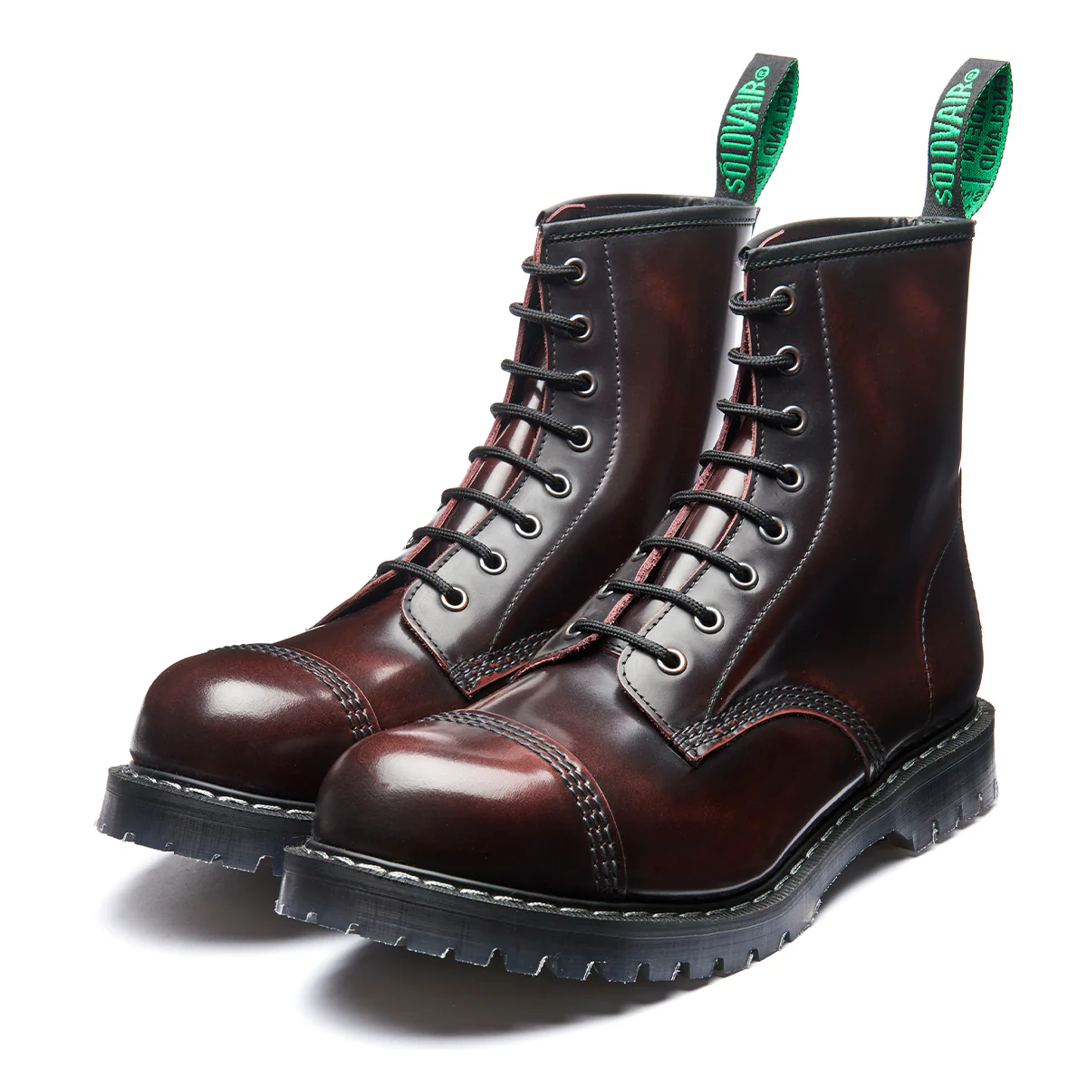 Burgundy Rub-Off 8 Eye Steel Toe Derby Boot - Image 3