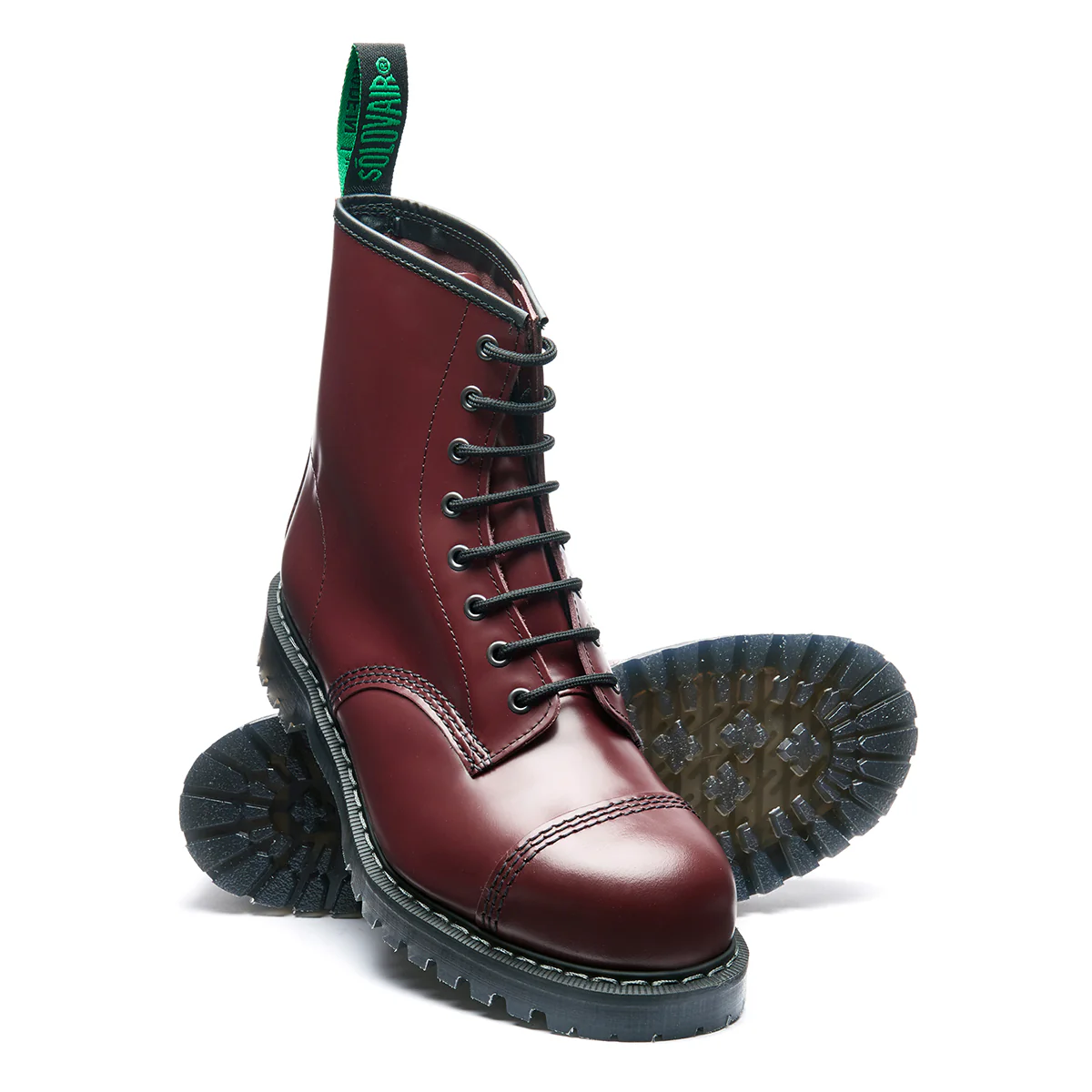 Cherry Red Hi-Shine 8 Eye Steel Toe Derby Boot - Image 2