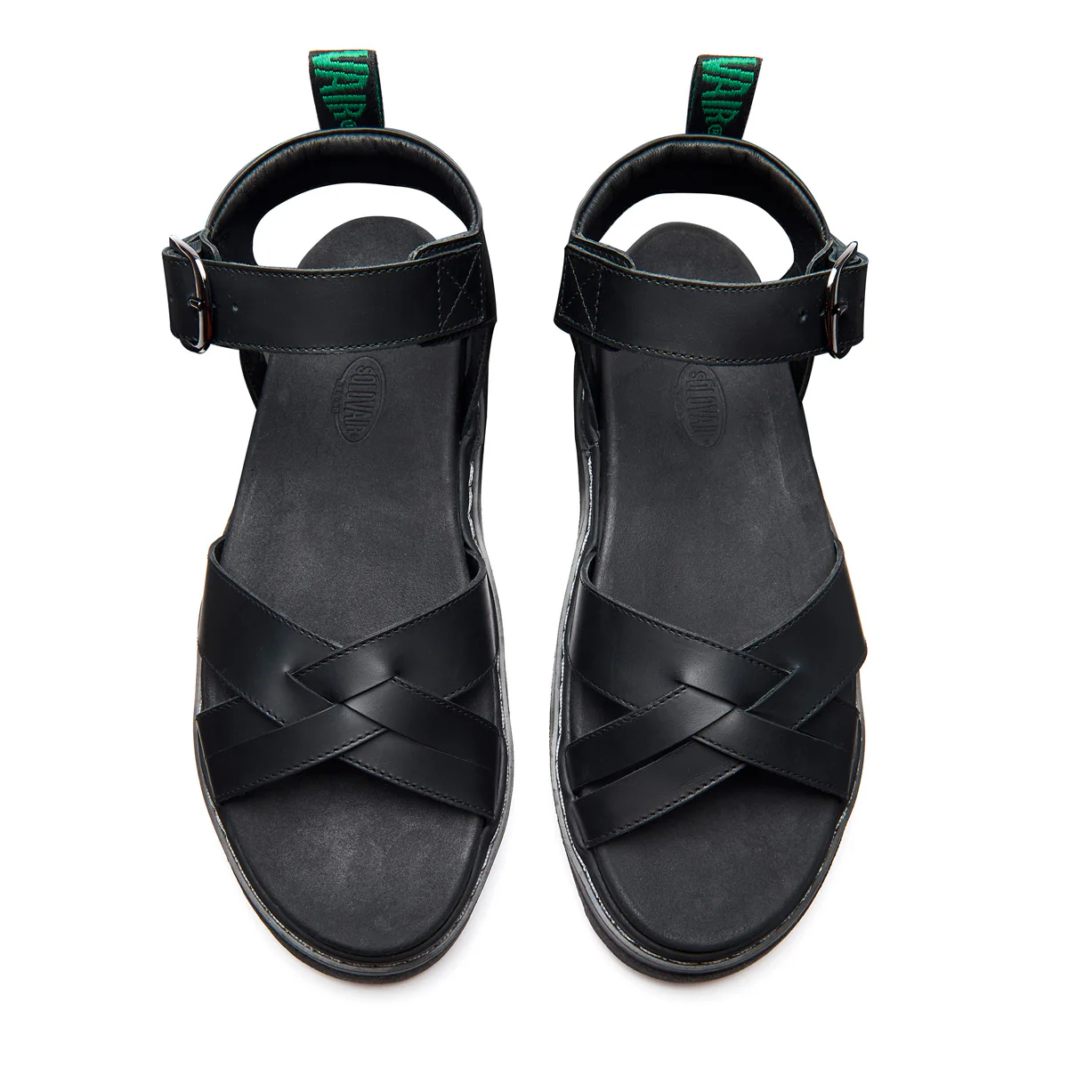 Ashby - Black Greasy One Strap Crossover Sandal - Image 3