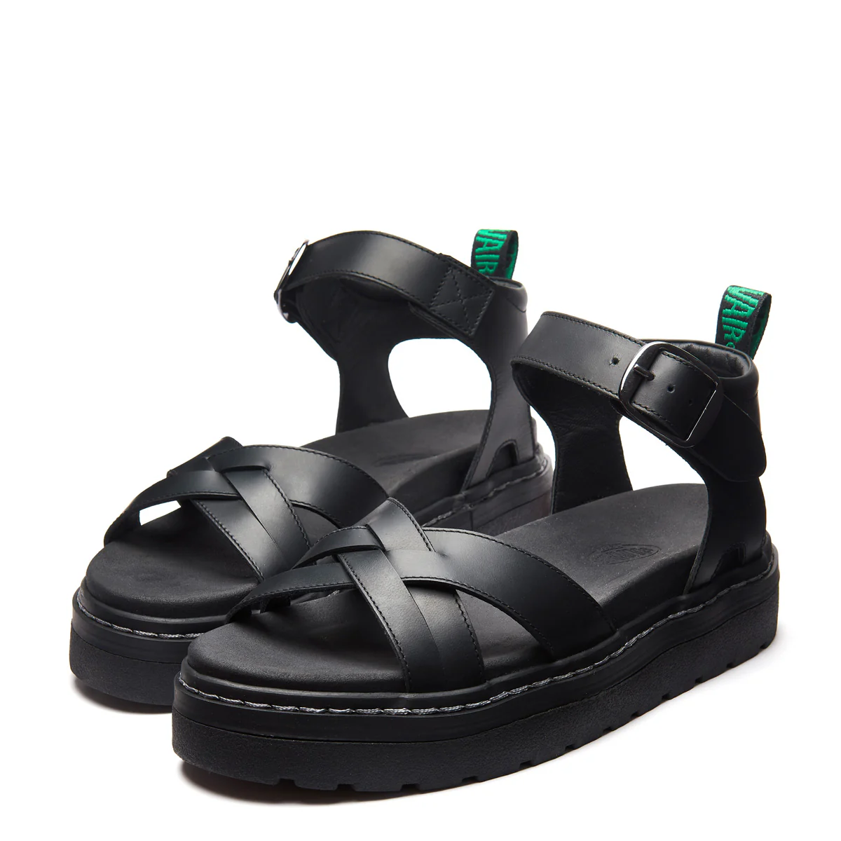Ashby - Black Greasy One Strap Crossover Sandal - Image 4