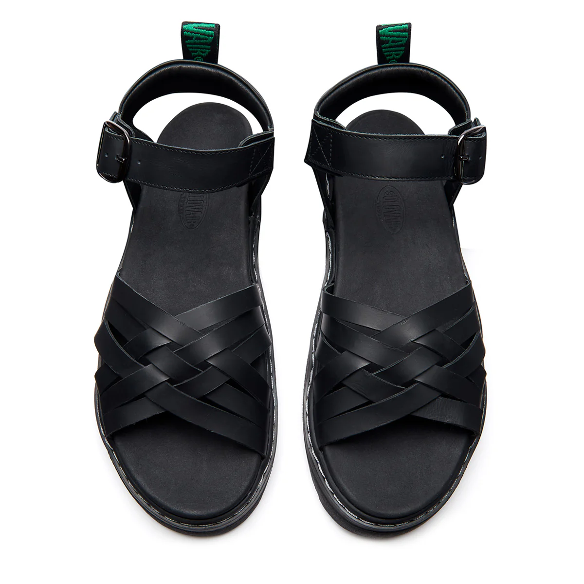 Eydon - Black Greasy One Strap Crossover Sandal - Image 3