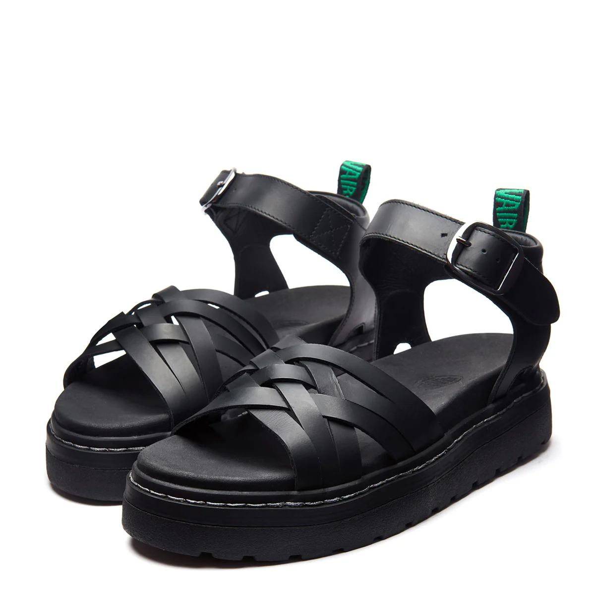 Eydon - Black Greasy One Strap Crossover Sandal - Image 4