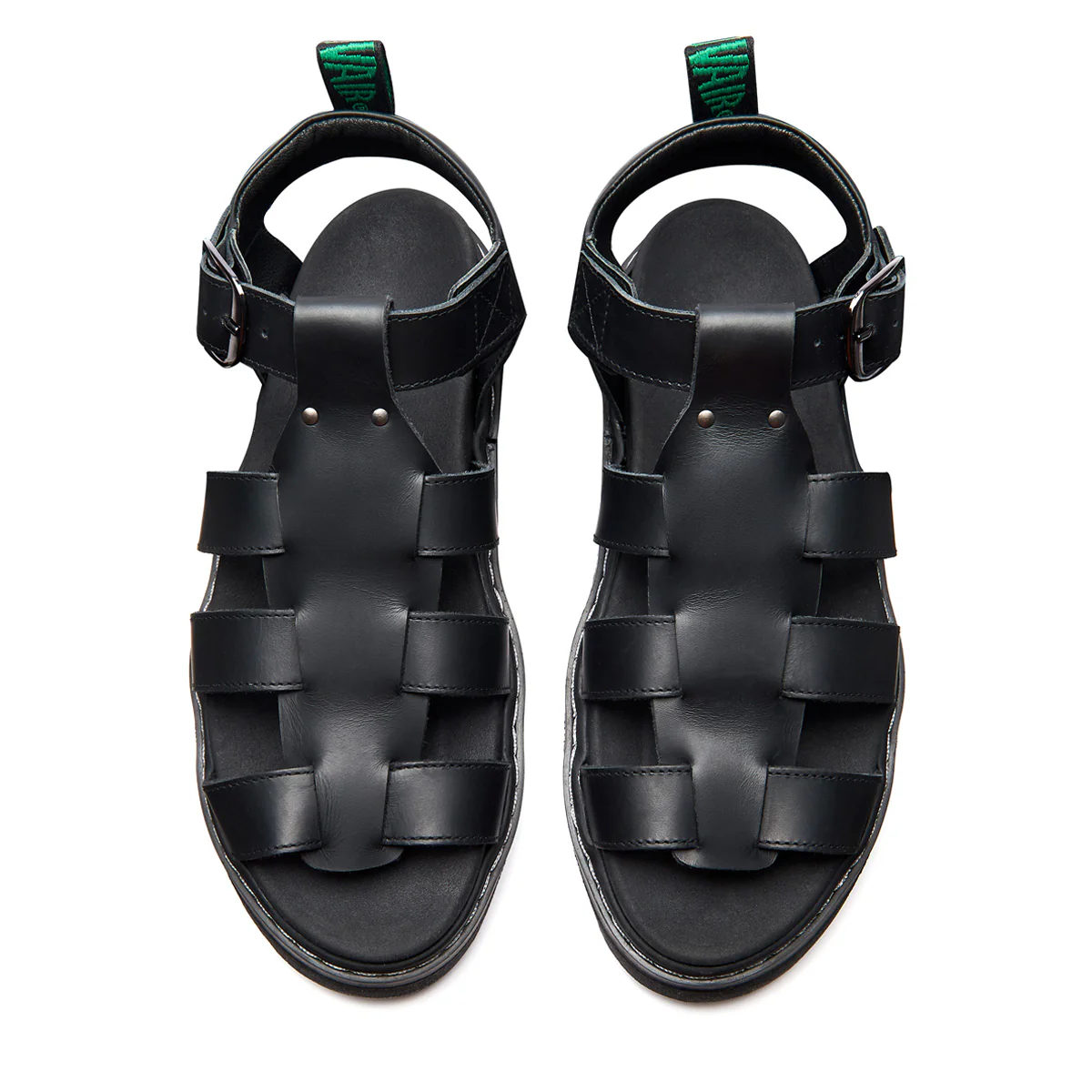 Grendon - Black Greasy Three Strap Sandal - Image 3