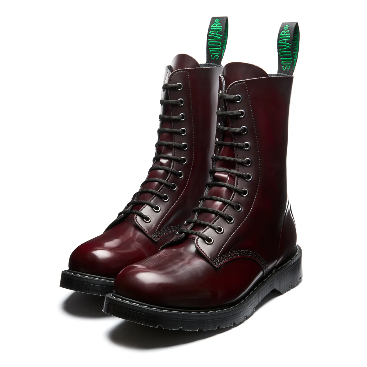 Cherry Red Rub-Off Vegan 11 Eye Derby Boot - Image 3