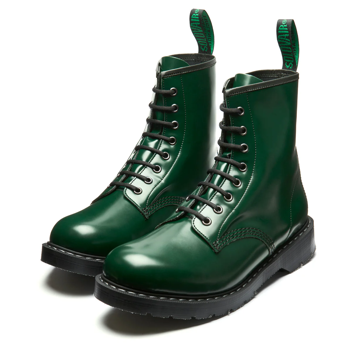 Green Vegan Hi-Shine 8 Eye Derby Boot - Image 3