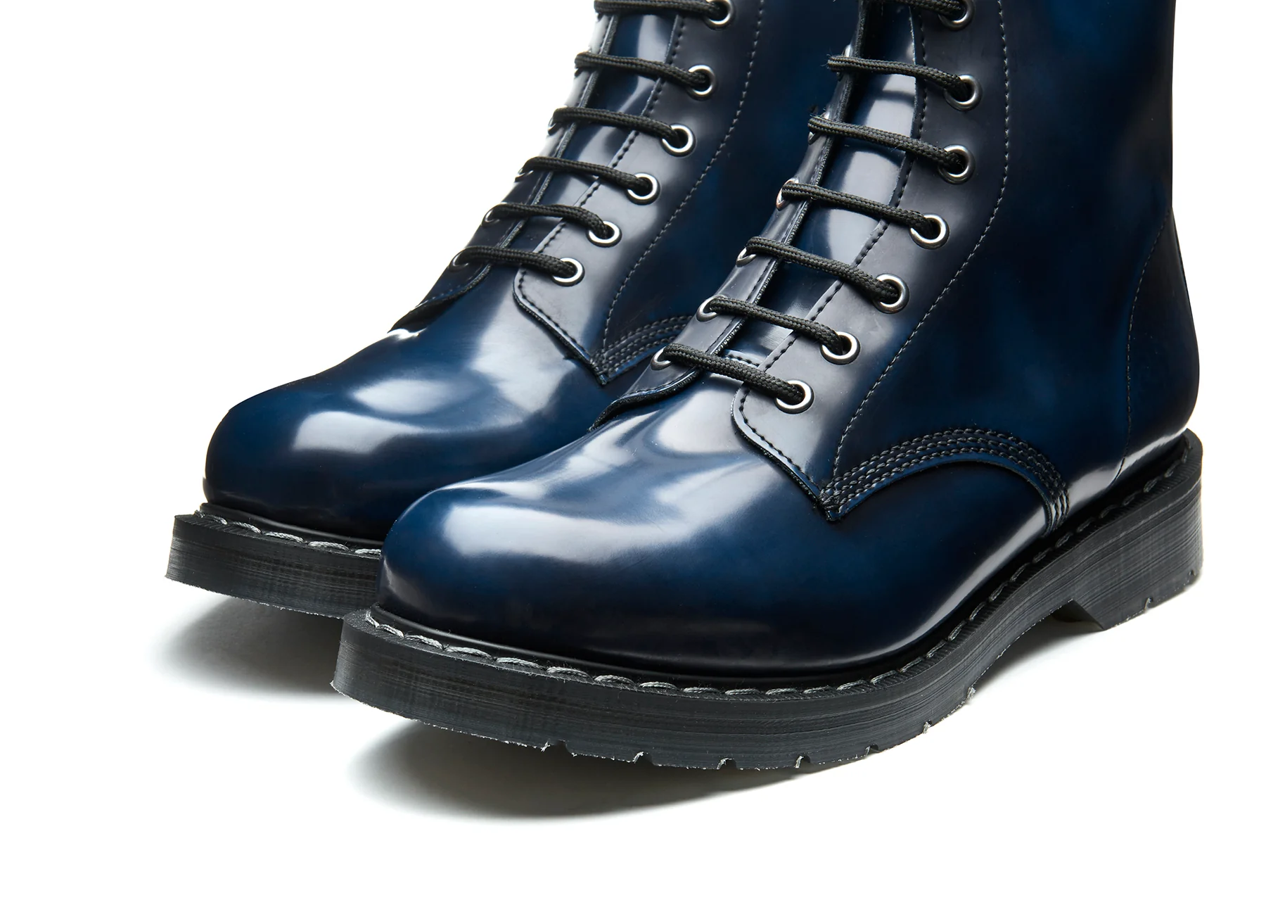 Navy Rub-Off Vegan 8 Eye Derby Boot - Image 3